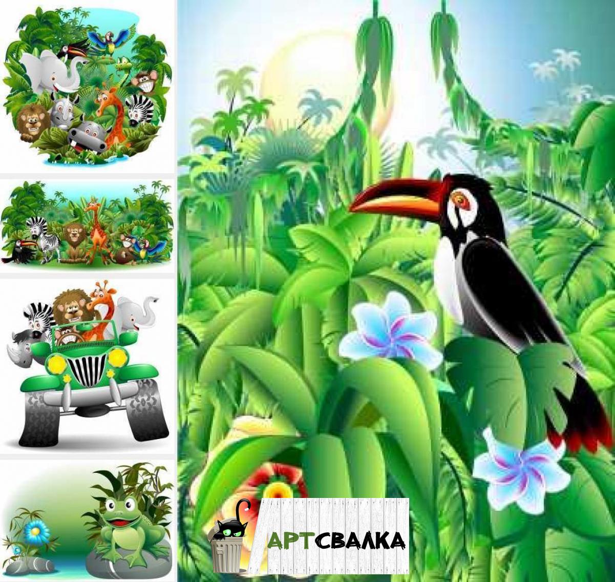 Животные джунглей в векторе | Animals in the jungle vector